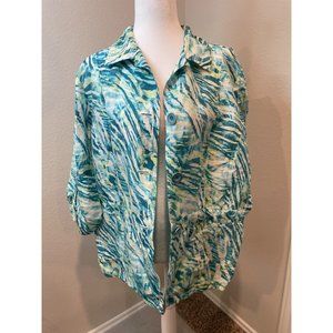 Chico's Multi Color Adjustable Waist Lightweight Linen Blend Shacket